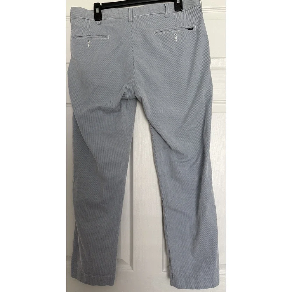 Polo Ralph‎ Lauren Men's 35x30 Slim Fit Chino Pants Blue White Pinstripe Preppy